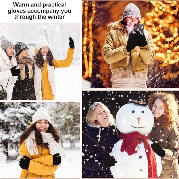 🌺 Black Knit Smart Touchscreen Gloves | NWT | Unisex - Picture 3 of 4